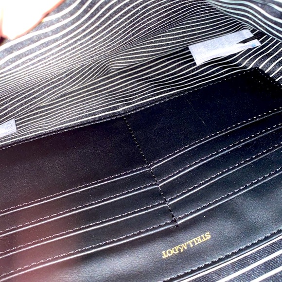 NWOT [Stella & Dot] Leopard Orange/Navy Striped Magnetic Oversized Clutch/Wallet - Picture 10 of 13